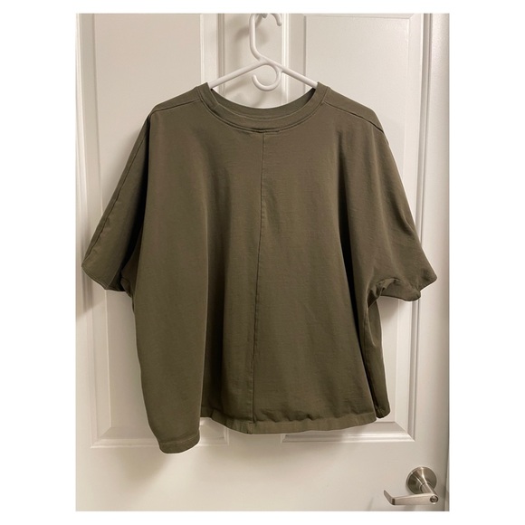 DONATING 2/11 Zara Heavyweight Cotton Cocoon T-Shirt in Olive Green - Picture 3 of 7